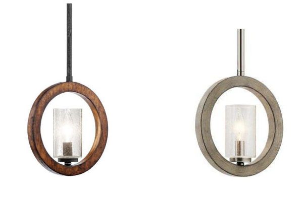1-Light Candelabra Pendant | (Auburn-Stained), or (Distressed Antique Grey)