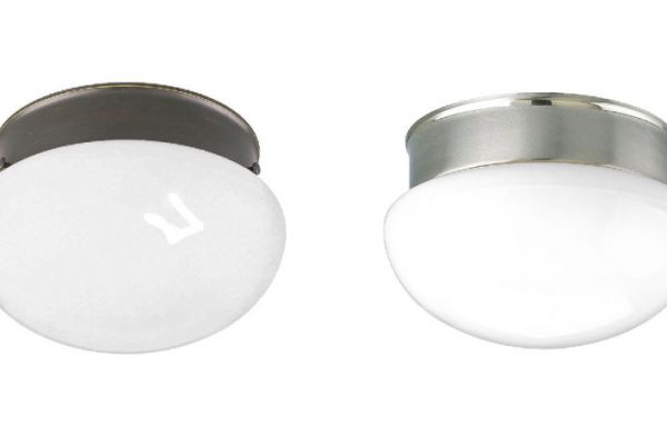 2-Light Medium Fitter Close to Ceiling Fixture with White Glass