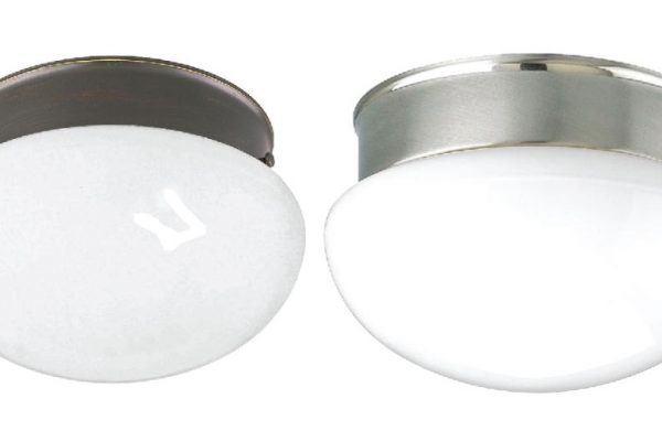 2 Light Medium Fitter Close to Ceiling Fixture with White Glass