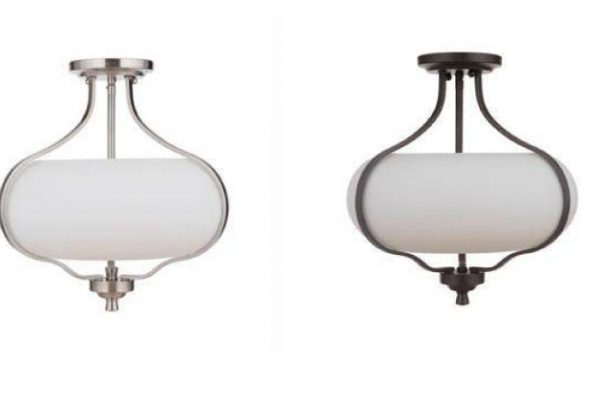 Serene Semi Flush Mount Ceiling Light | (Brushed Nickel with White Glass) or (Expresso with White Glass)