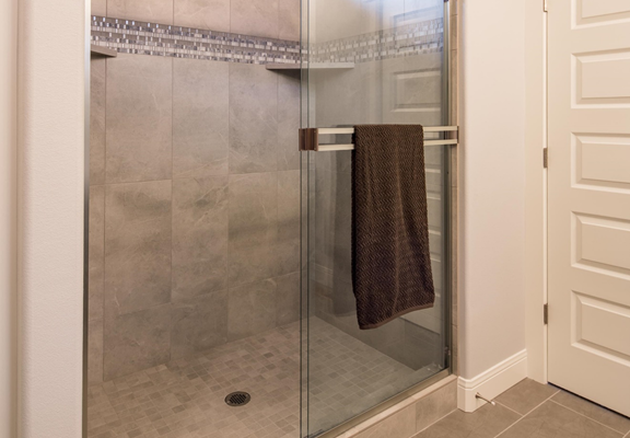 Shower Fiberglass Stall, Framed Glass Door & Panel